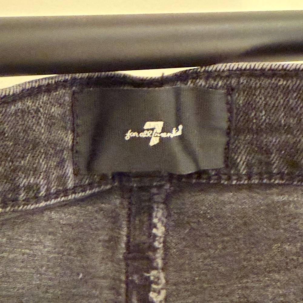 7 For All Mankind Mega Flare Faded Black Denim Jeans - Picture 5 of 9
